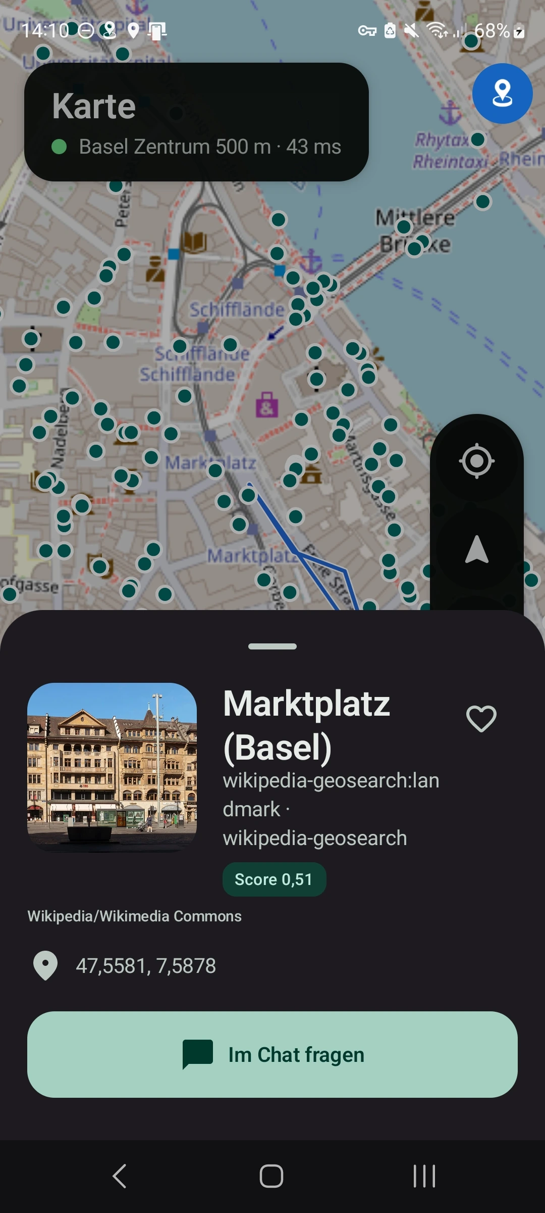 Reise Companion mit Informationen zum Marktplatz in Basel